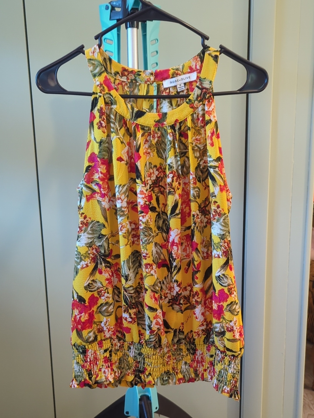 Rose & Olive Yellow Floral Halter Top for Girls